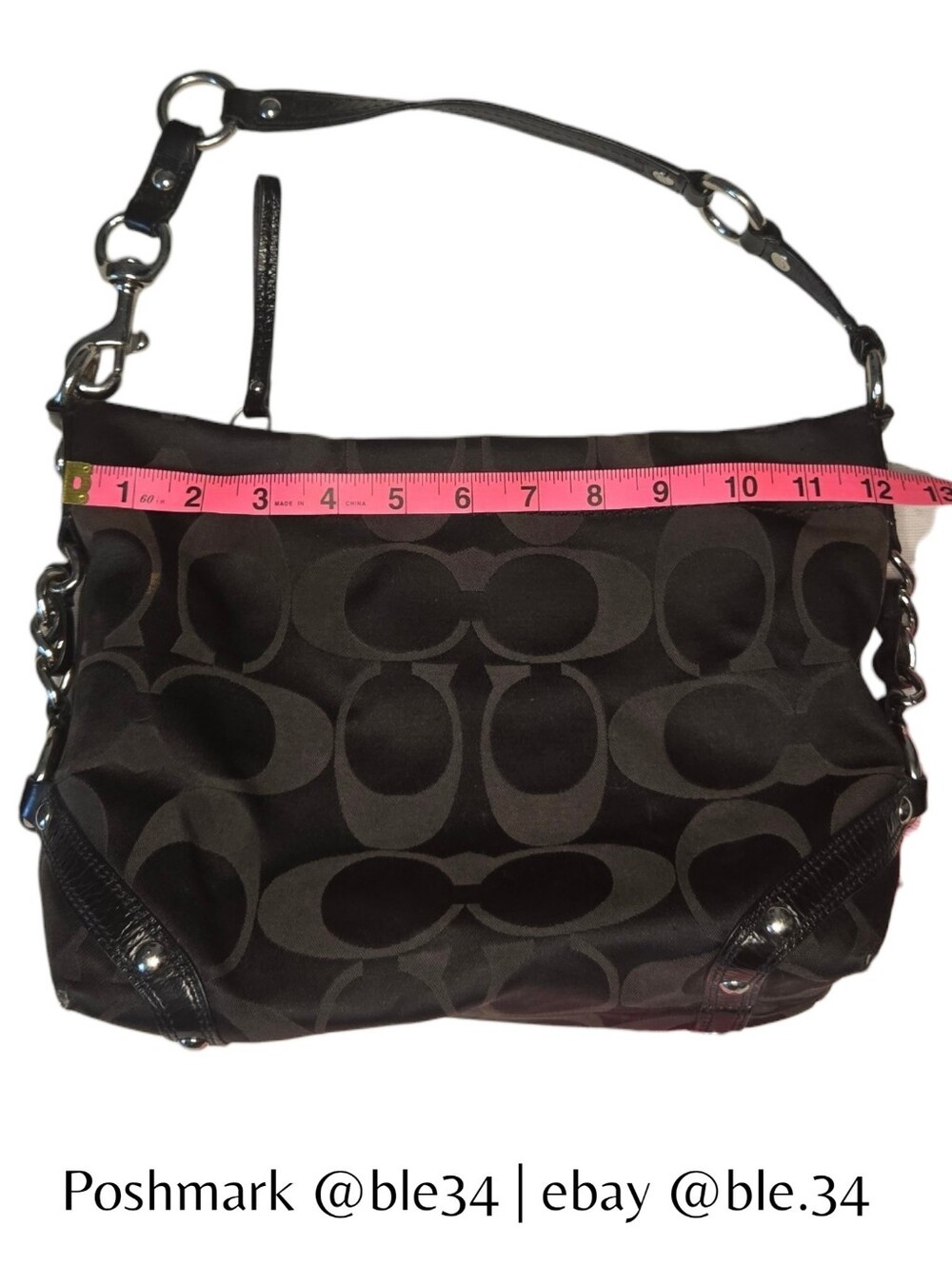 Vintage Y2K Coach Women Signature Black Shoulder Bag F15250 - Picture 3 of 11